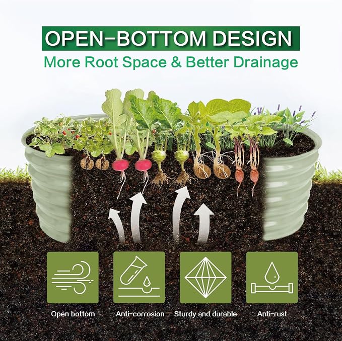 Gardmax Galvanized Raised Garden Bed, Lightweight Planter Boxes Outdoor - Image 2