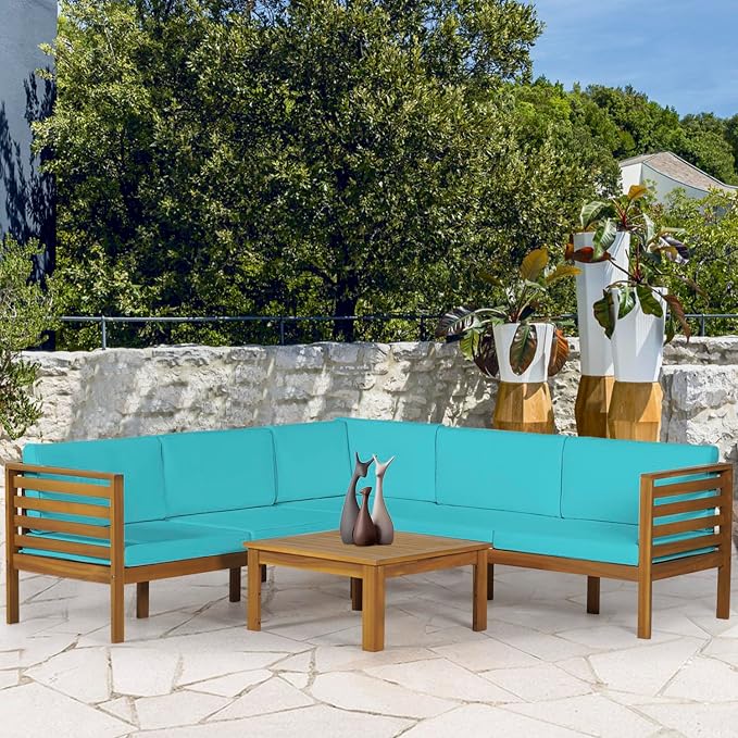 FDW Set L-Shaped Sectional Outdoor Patio Couch daybed Sofa loveseat Seating - Image 2