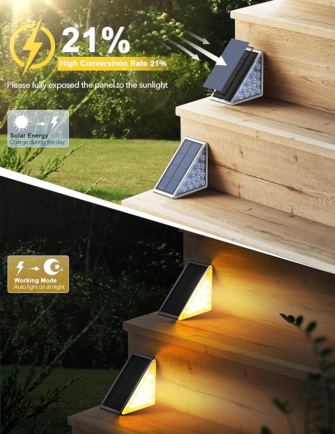 LED Solar Step Lights Waterproof Outdoor Stair Lights, Solar Deck Lights - Image 2