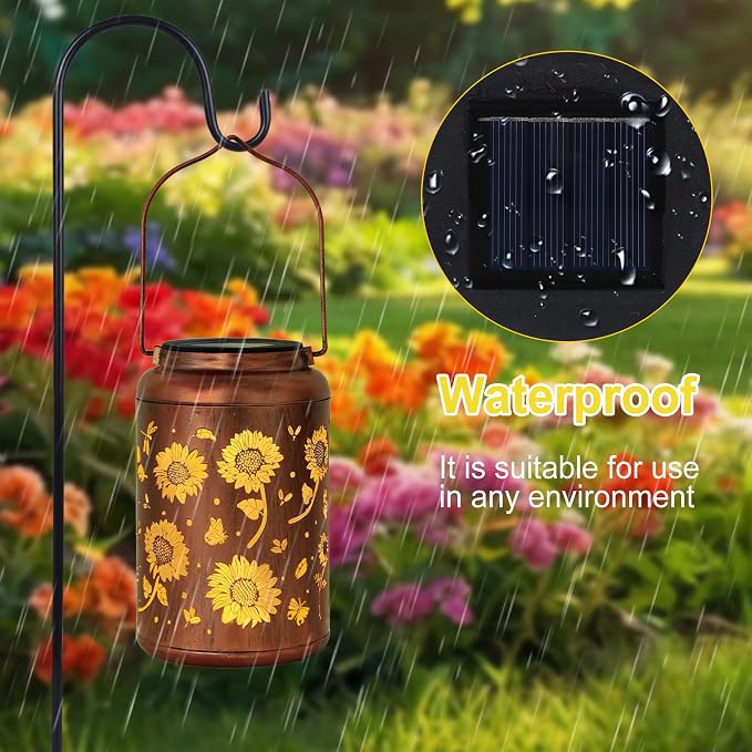 2 Packs Sunflower Solar Lanterns Outdoor Waterproof, Birthday Sunflower Gifts - Image 4