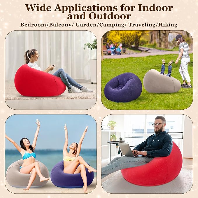 Realspring Inflatable Bean Bag Chairs Outdoor Blow up Camping Chairs Inflatable - Image 5