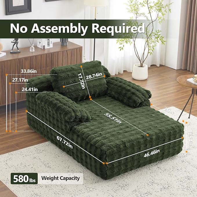 VINGLI 67.7" Oversized Chaise Lounge Chair Indoor Reading Chairs Comfy Bubble - Image 2