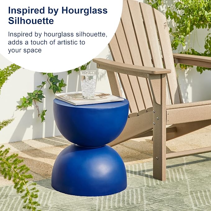 Glitzhome Outdoor Side Tables Set of 2, Heavy Duty Patio Sturdy Faux Terrazzo - Image 5