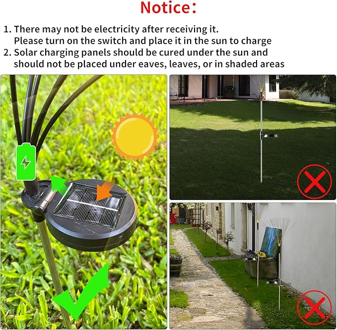 JJGoo Solar Firework Lights, 2 Pack 120 LEDs 2 Lighting Modes Solar Garden - Image 5