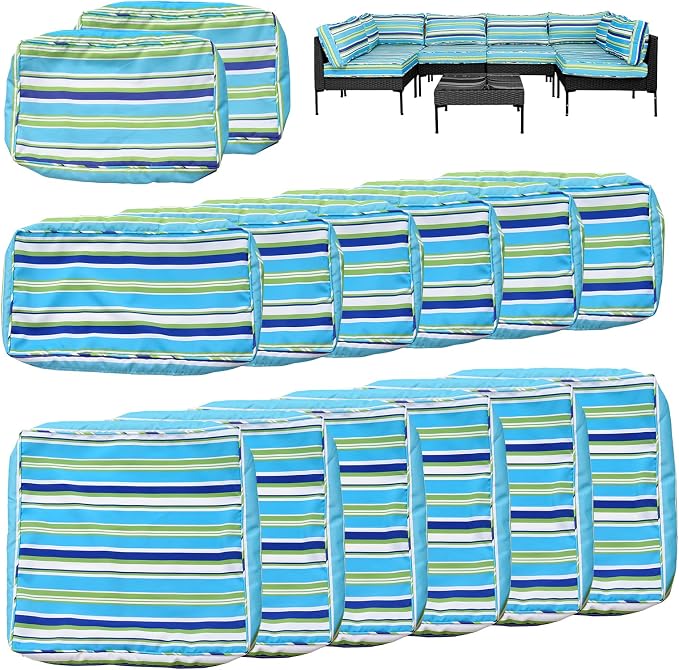 14Pcs Outdoor Cushion Covers Replacement Washable Waterproof UV w/Zipper - Image 6