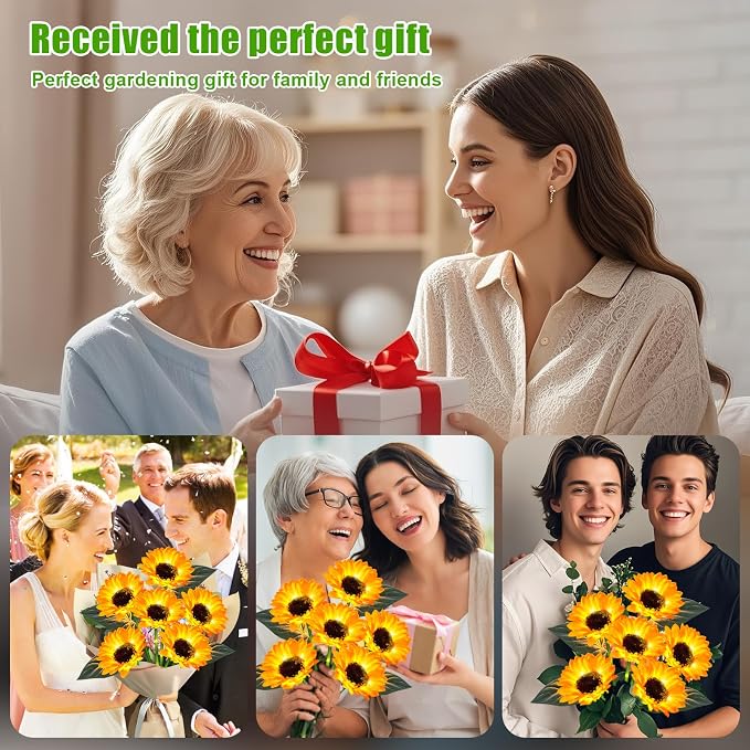 Sunflower Solar Lights Outdoor Decor, 6 Pack Solar Garden Decor Waterproof - Image 7