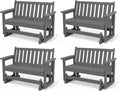SERWALL Outdoor Glider Bench Set of 4, HDPE Weather-Resistant Swinging Bench by SERWALL
