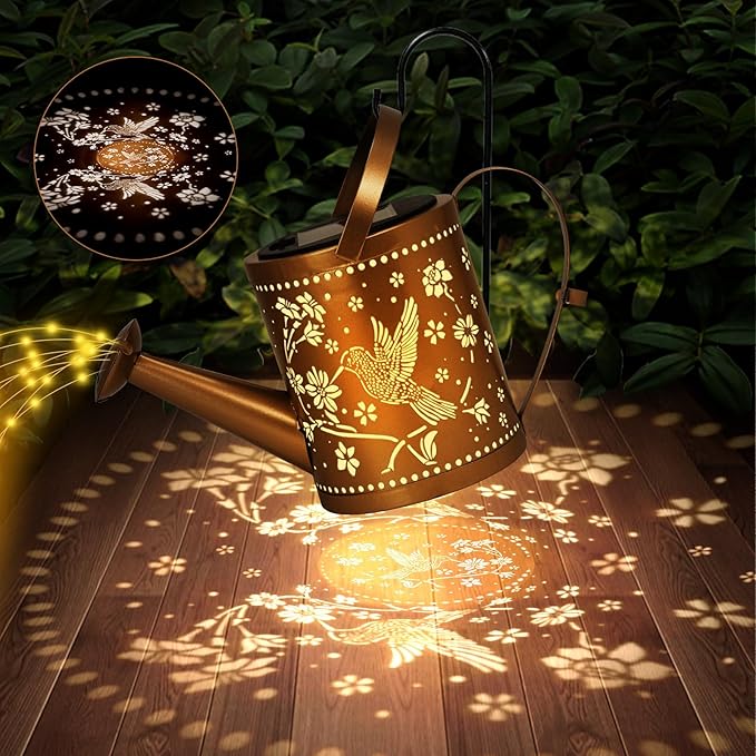 Hummingbird Outdoor Hanging Solar Lantern Waterproof Metal Openwork Hummingbird - Image 2