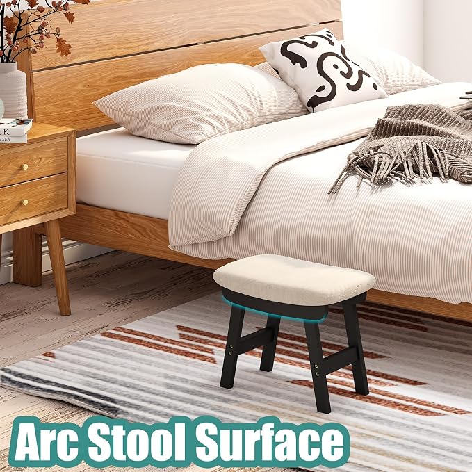 Foot Stool, Foot Stool Small, Ottoman Wood Foot Rest - Image 4