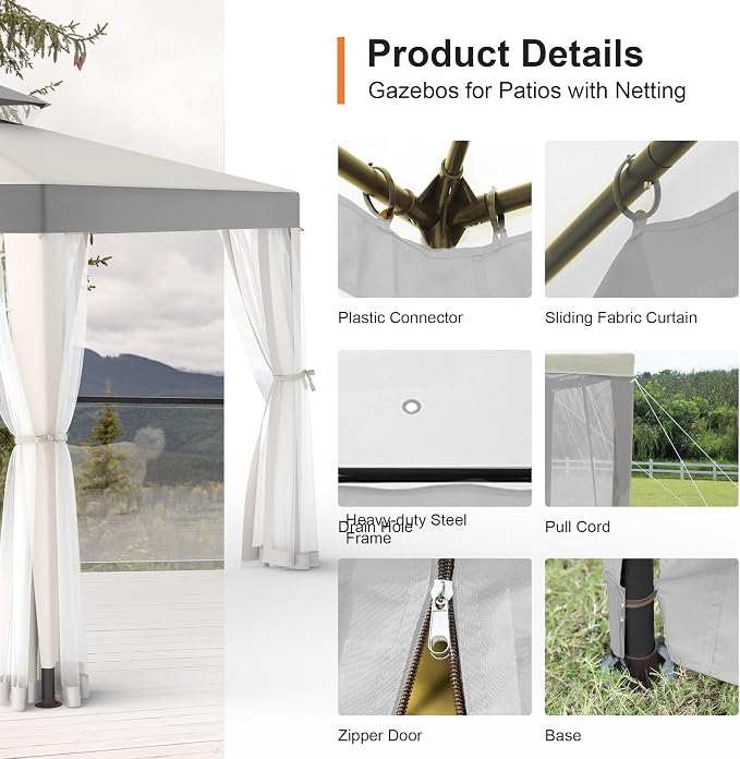 Patio Gazebo Tent Outdoor Canopy Shelter 10'x10' - Image 5