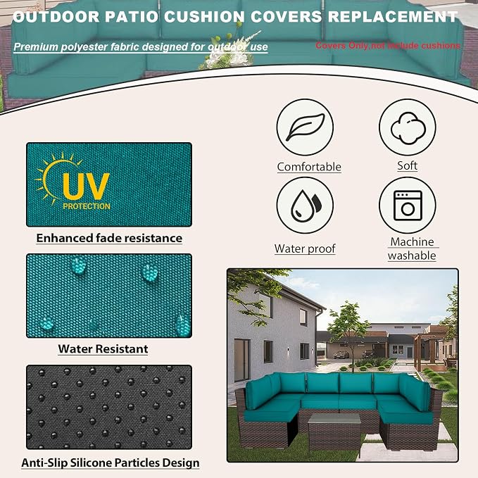 Outdoor Cushions Covers for Patio Furniture, Patio Cushion Covers Replacement - Image 3