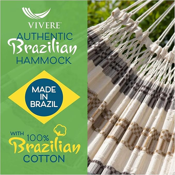 Vivere Authentic Brazilian Cotton Hammock - 450 lb Capacity - Image 2