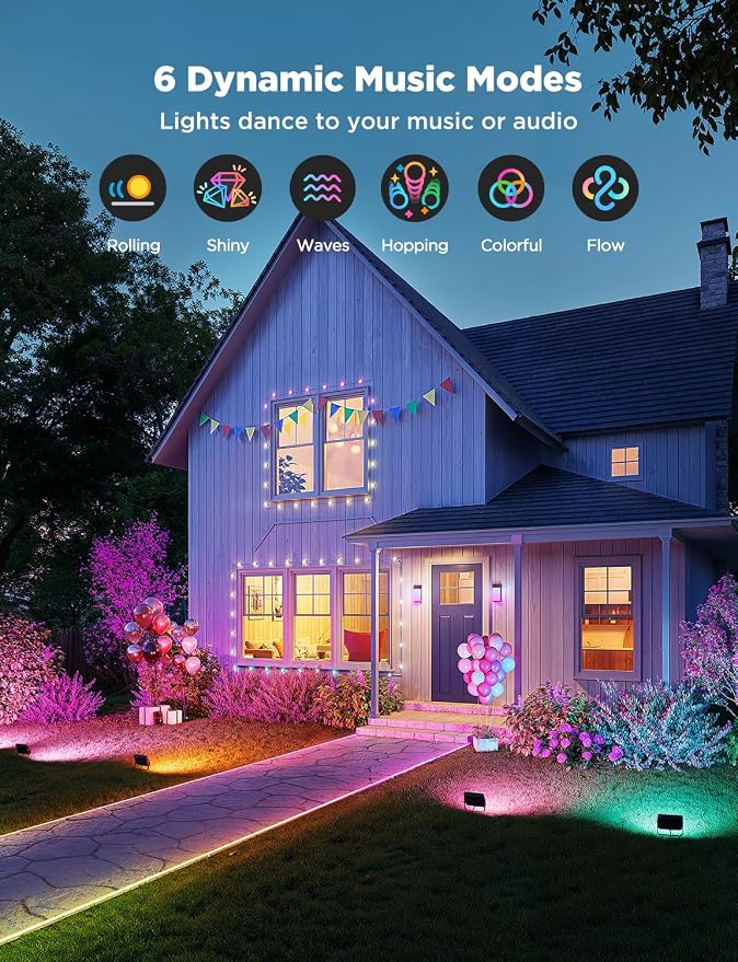 Govee Outdoor Flood Lights 2, RGBIC Warm Cold White LED Lights - Image 7