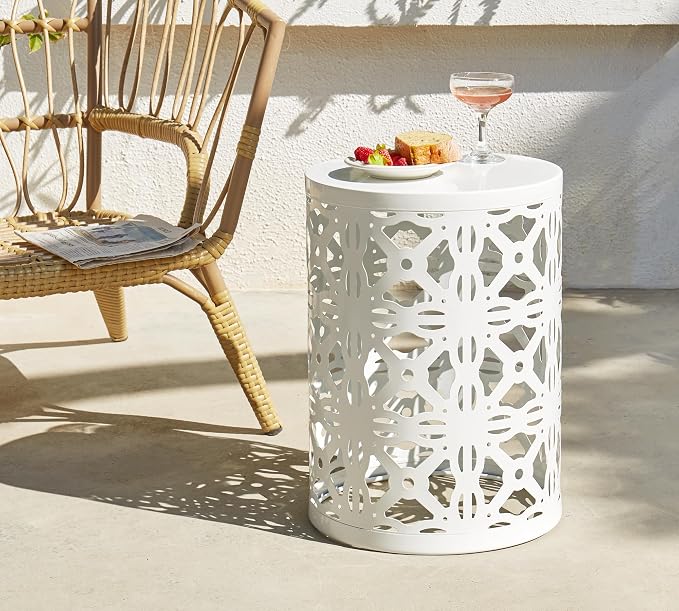 HFHOME Set of 3 Metal Outdoor Side Table, Nesting Round Coffee Table - Image 8