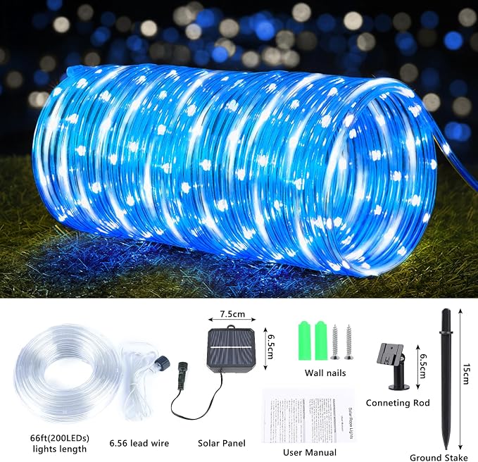 Solar Rope Lights, 2 Packs Total 132ft 400LED Solar String Lights, 8 Modes - Image 3