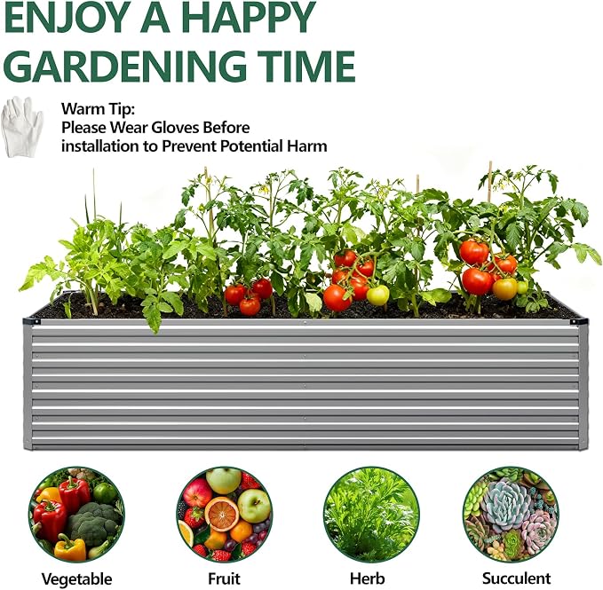 Vengarus 8x4x2FT Galvanized Raised Garden Bed Kit, Large Rectangle Elevated - Image 6