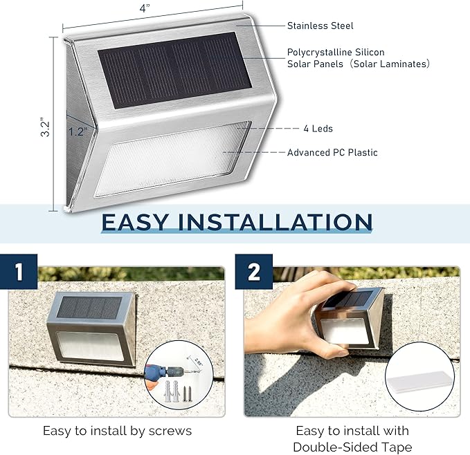 SOLPEX Solar Step Lights, 6 Pack Stair Lights, Outdoor Fence Lighting, Solar - Image 6