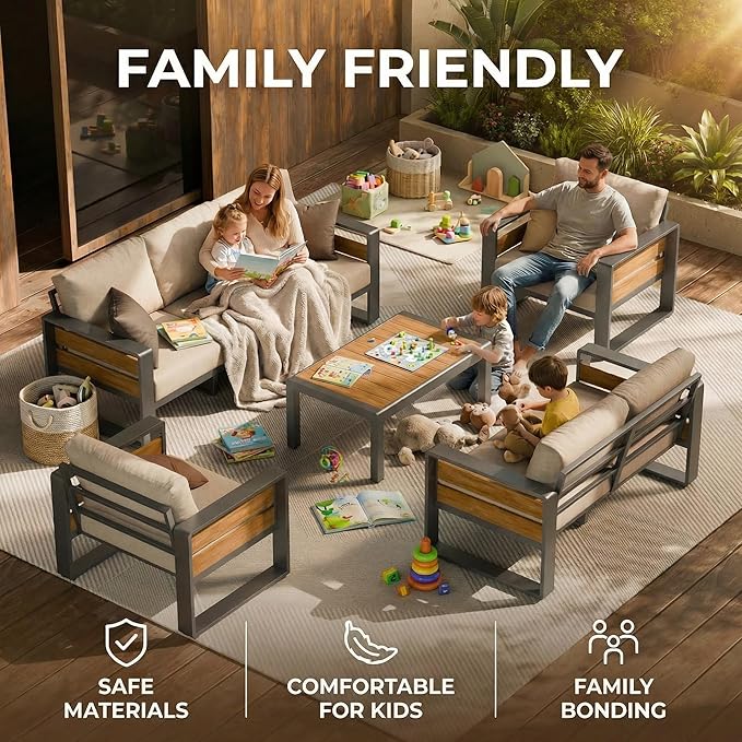 ZANDOR Outdoor Patio Conversation Sets, 4-Piece Aluminum Metal Outside - Image 3