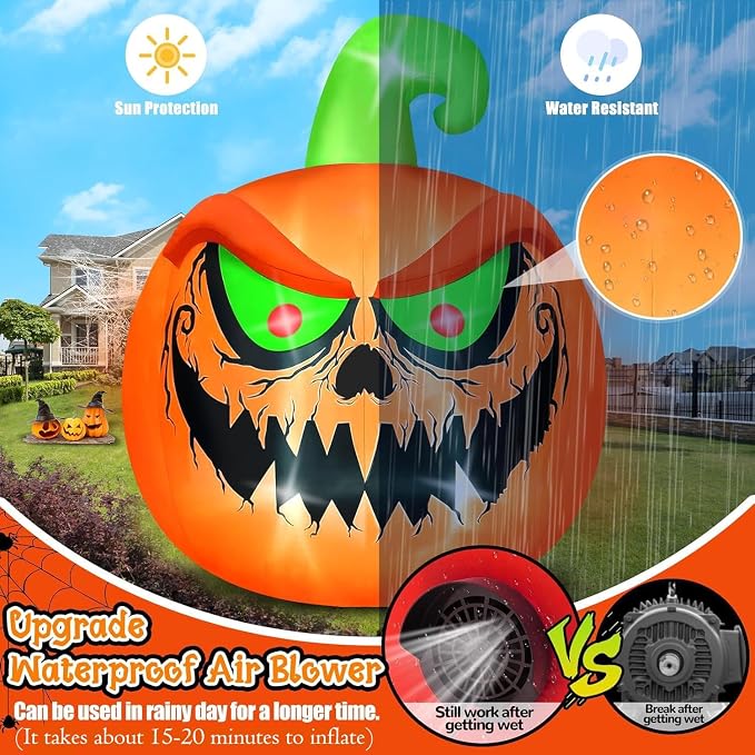 Kalolary 15 FT Giant Halloween Inflatable Pumpkin Outdoor Decorations Blow Up - Image 3