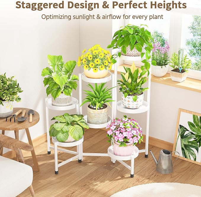 LASZOLA 7 Tiered Folding Tall Plant Stand Indoor - Image 7