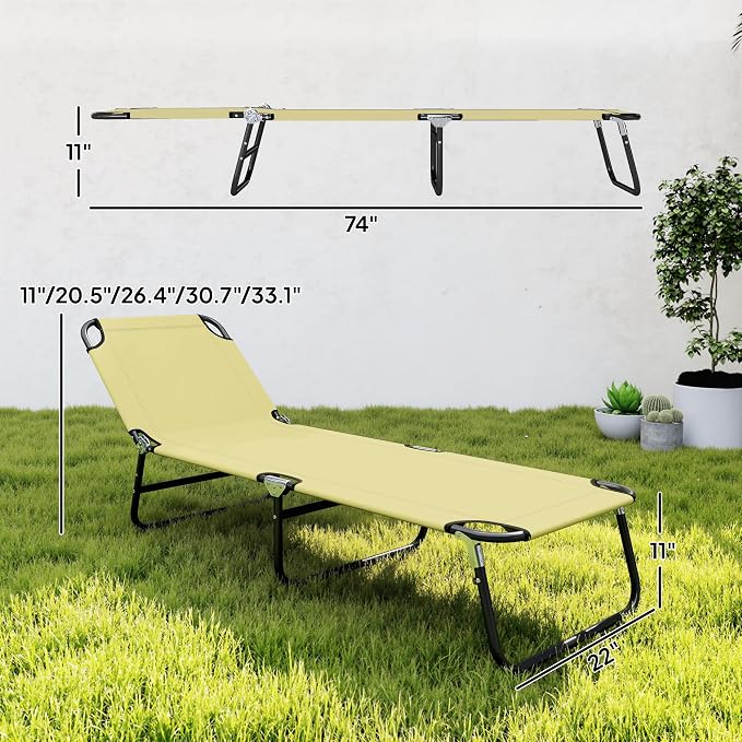 Outsunny Folding Chaise Lounge Pool Chairs, Outdoor Sun Tanning Chairs - Image 7