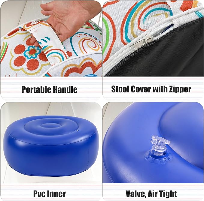 UPWELL Waterproof Inflatable Outdoor Ottoman Pouf, Portable Patio Footrest - Image 6