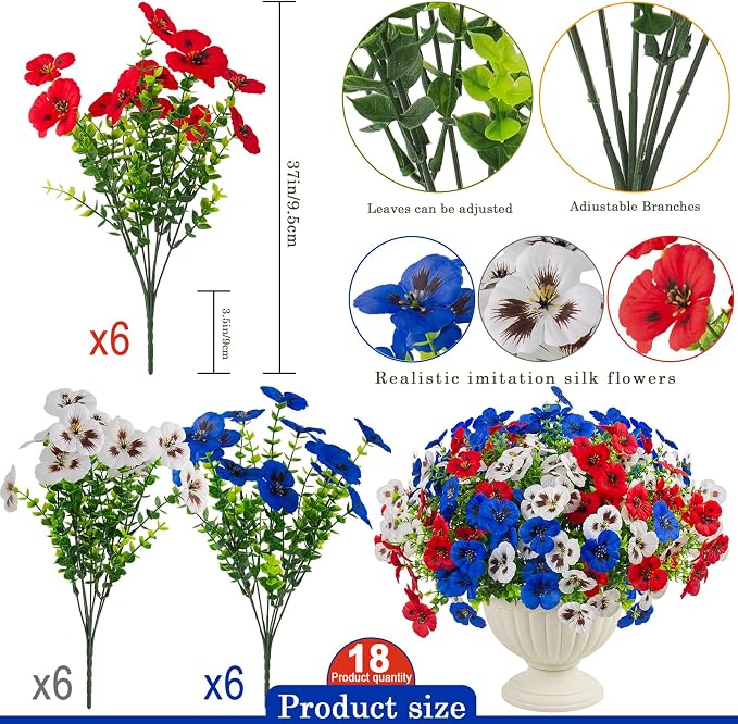 36 Pcs Artificial Fake Pansy Flowers - Image 2