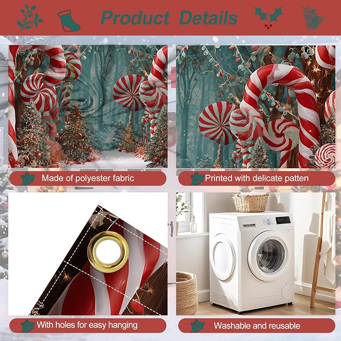 ANNA QUEEN Candy Cane Wonderland Christmas Garage Door Banner 6 x 13FT - Image 4