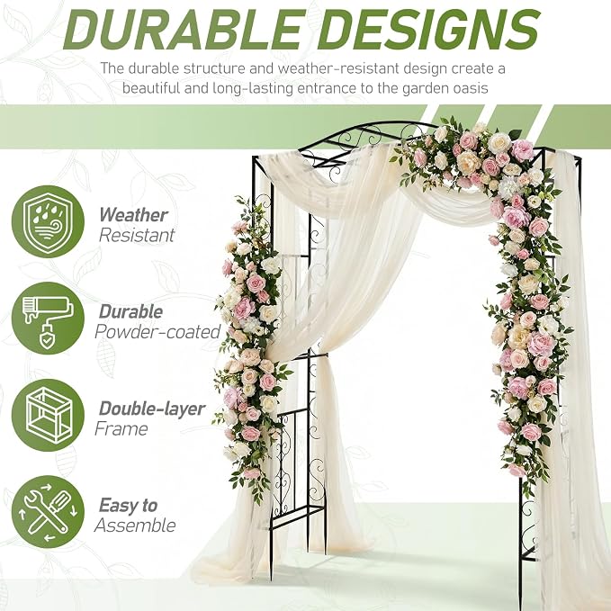 Outvita Garden Arch Trellis, Metal Garden Arbor Archway - Image 7
