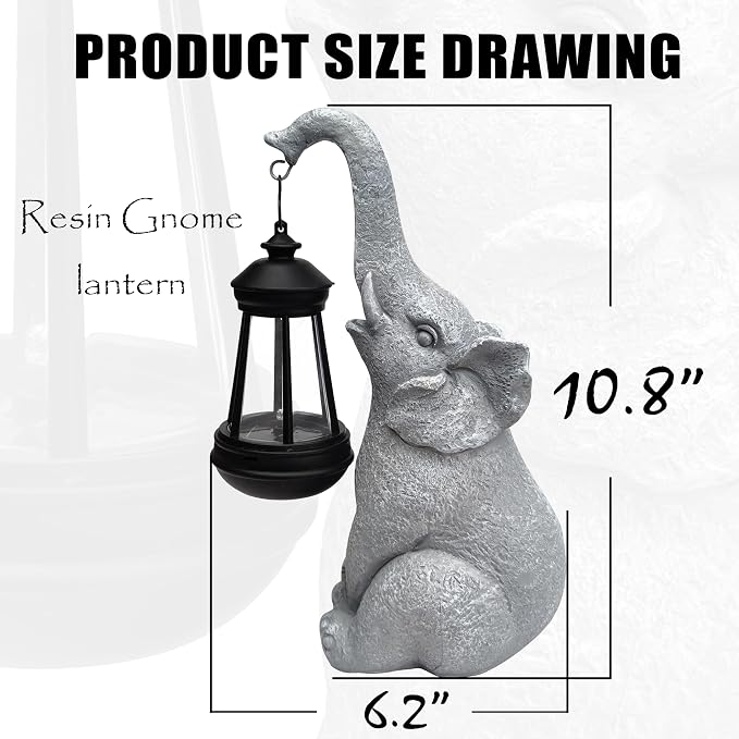 Elephant Solar Garden Statues, Resin Elephant Figurine Decorations - Image 2