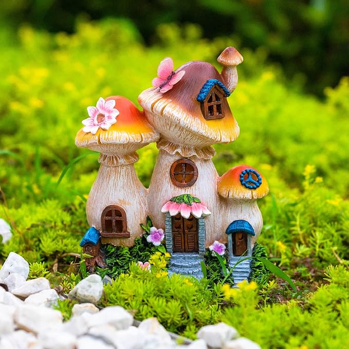 Solar Garden Statue Lights Mushroom Mothers Day Decorations Fairy House - Image 4