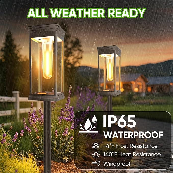 2 Pack Solar Pathway Lights Outdoor, IP65 Waterproof - Image 3