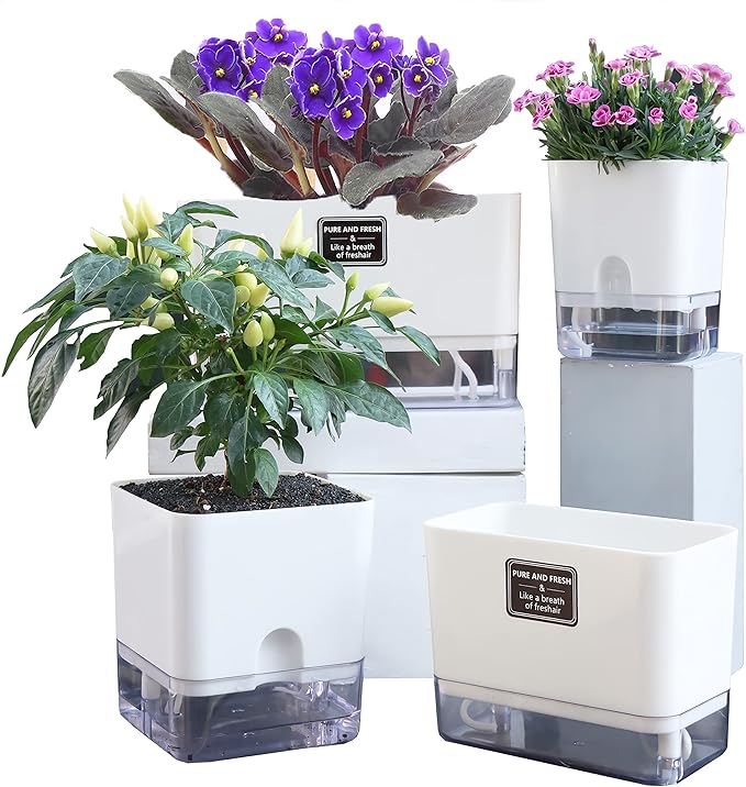 FAMZ Self Watering Planters 4 Pack，Self Watering Pots by FAMZ