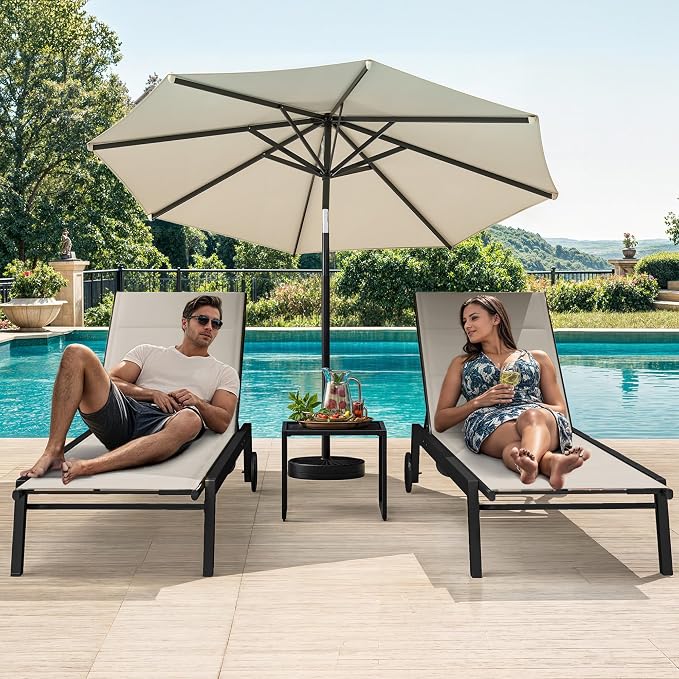 DWVO Outdoor Chaise Lounge Set, 2 Patio Chaise Lounge Chairs - Image 3