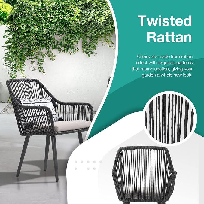 Patiorama 5-Piece Patio Dining Set, Outdoor Dining Table Chair Set, All-Weather - Image 4
