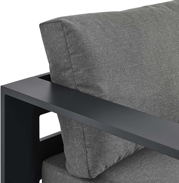 Modway Tahoe Aluminum Outdoor Chaise Lounge in Gray Charcoal - Image 7