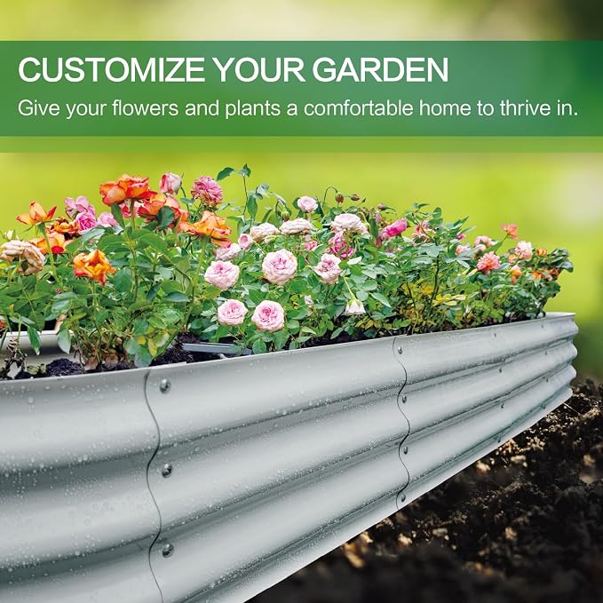 Gardmax 2 Pack Galvanized Raised Garden Bed, Lightweight Planter Boxes Outdoor - Image 2