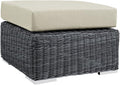 Modway Summon Wicker Rattan Outdoor Patio Sunbrella Square Ottoman in Canvas by Modway