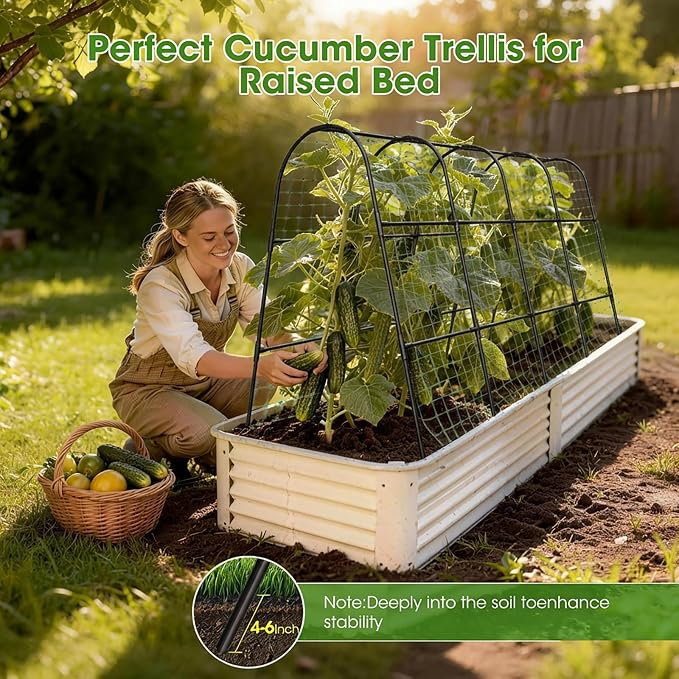 Cucumber Trellis for Raised Bed, U-Shape Garden Trellis for Climbing Plants - Image 3