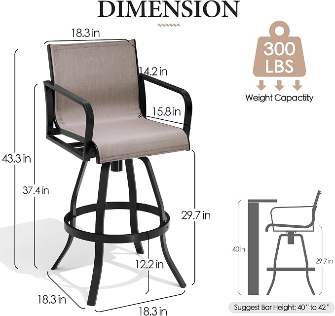 Crestlive Products Outdoor Swivel Bar Stools - Image 2