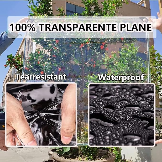 Clear Tarps with Grommets, 6x6.5ft Heavy Duty Waterproof Resistant Transparent - Image 5