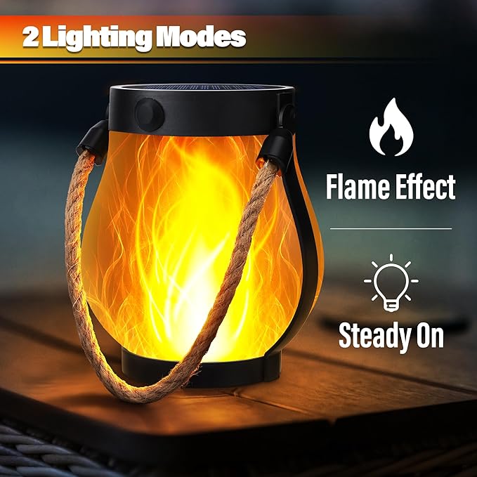 iBaycon 1 Pack Solar Lanterns Lights, Halloween Flickering Flame Garden Lights - Image 2