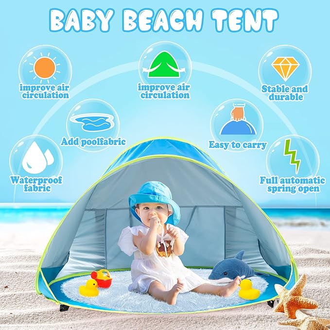 Monobeach Baby Beach Tent Pop Up Portable Shade Pool UV Protection Sun Shelter - Image 2