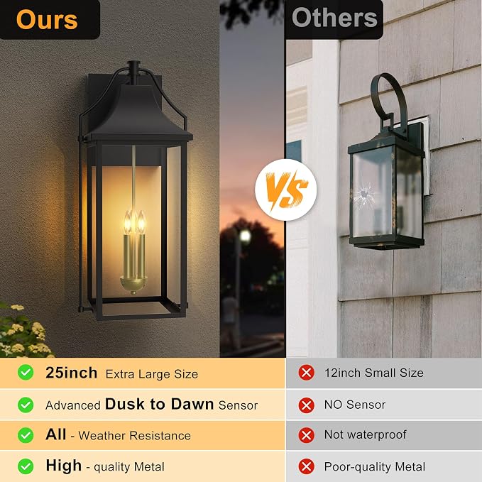 - Outdoor Wall Lights Fixtures, Large Size Dusk to Dawn Waterproof - Image 3