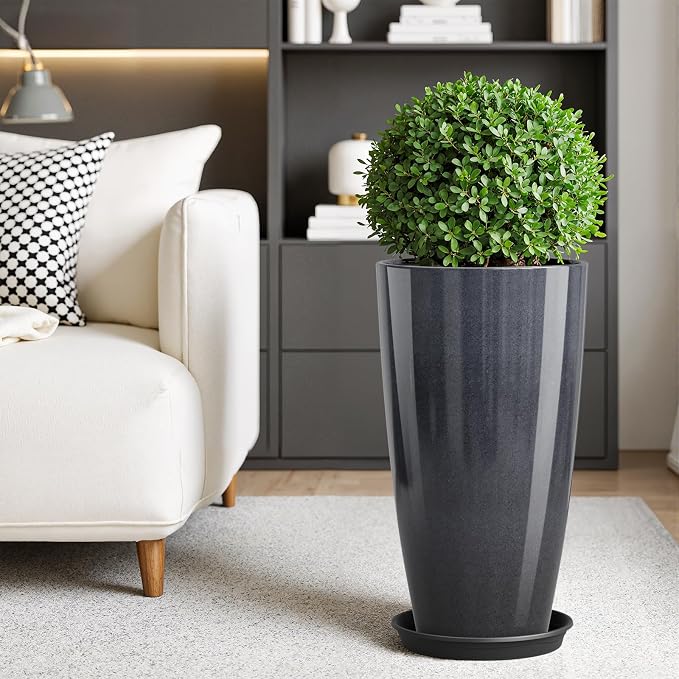 QCQHDU 21 inch Tall Planters for Outdoor & Indoor Plants, 2 Pack Sturdy - Image 6