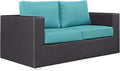Modway Convene Wicker Rattan Outdoor Patio Loveseat in Espresso Turquoise by Modway