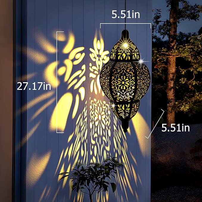 Hanging Solar Lantern Outdoor Decor, Moroccan Solar Lights - Image 5