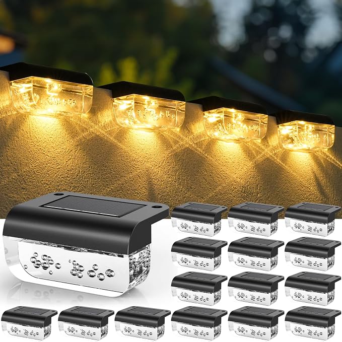 16 Pack Solar Fence Lights, Waterproof Outdoor Solar Step Lights Fence Lights by Herzila