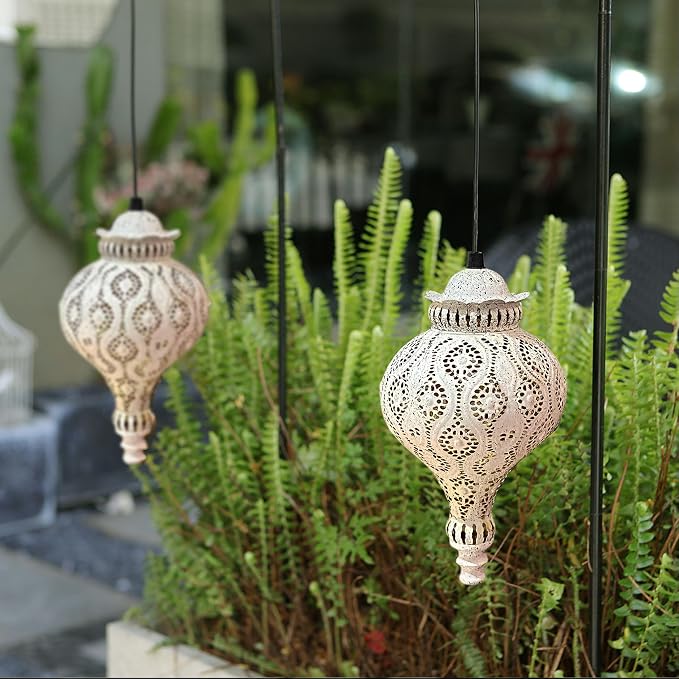 Moroccan Solar Lanterns Outdoor Waterproof White Hanging Lanterns Outdoor - Image 8