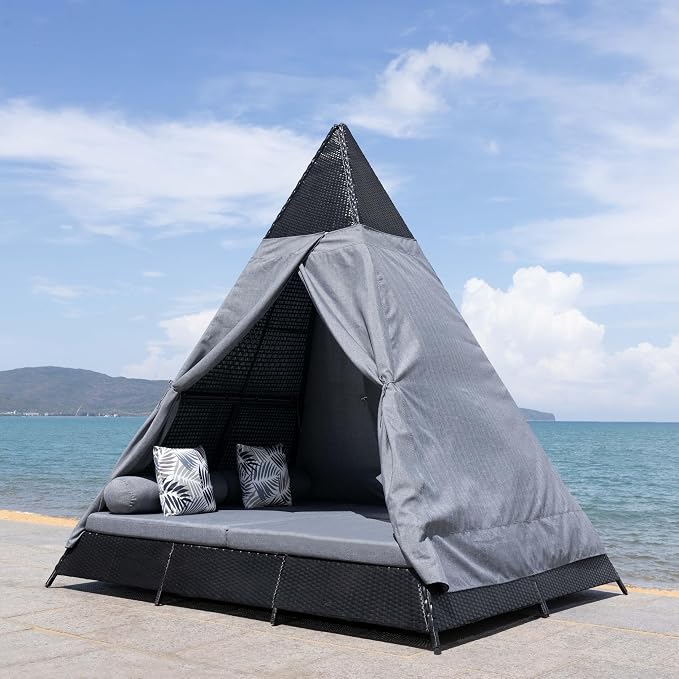 SAFAVIEH Outdoor Collection Bogo Black/Grey Daybed - Image 4